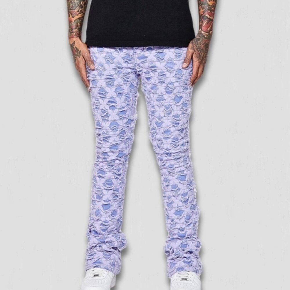 Valabasas Denim Jeans Evolved Distressed Stacked Purple M 29